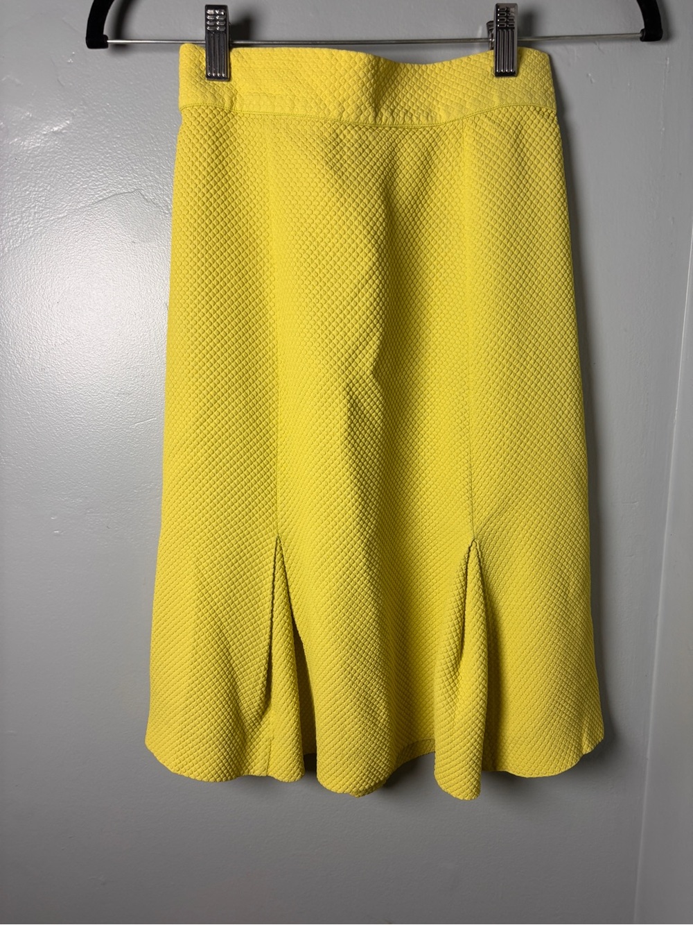 Vintage Donna Melisa Yellow Textured Pleated Skirt XS Knee Length 25" Waist